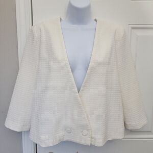 Joseph Ribkoff 2 Button Bright White Quilted Cropped Jacket Blazer Size 10